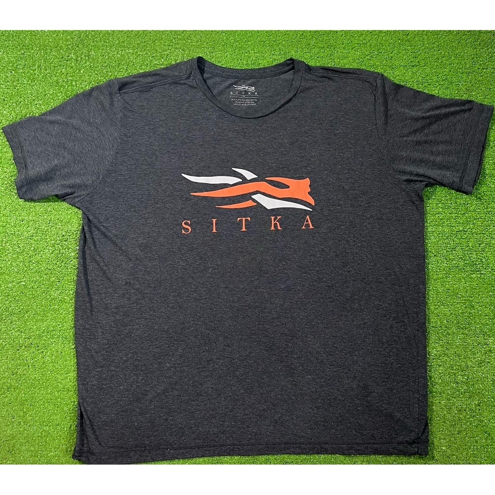 Sitka Logo T Shirt 2XL Gray Camo Graphic Organic Cotton Hunting Outdoor Tee